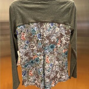 Aratta Forest Green Long Sleeve Heatger V-Neck Tee